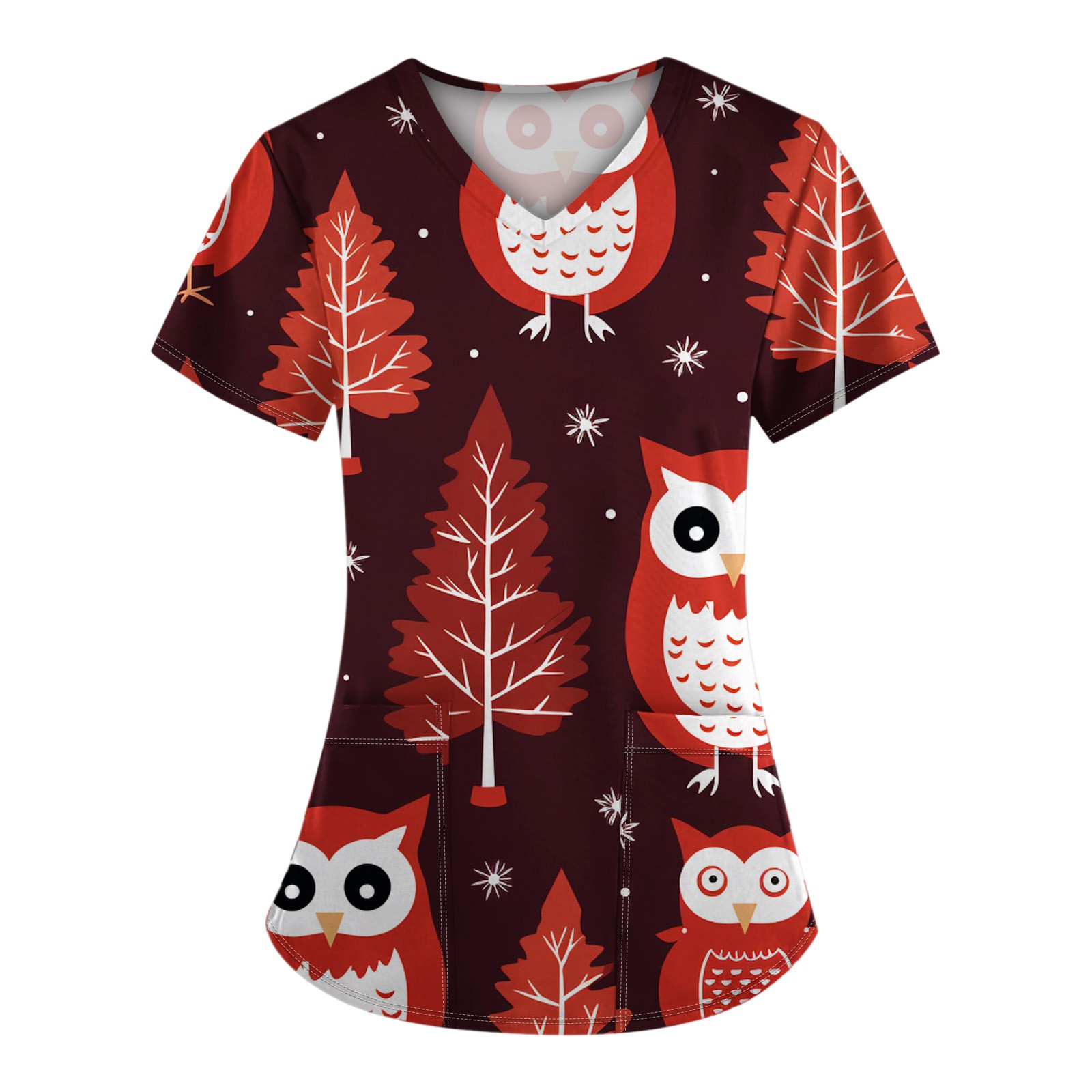 BDPORKAS Christmas Scrubs Top for Women Nurses Medical Scrub Top