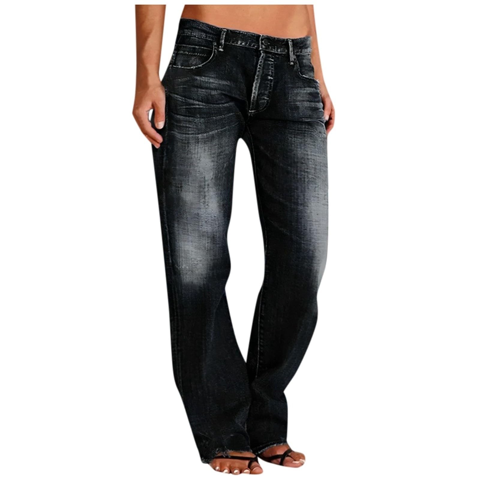 Plus distressed hem denim pants main image 1