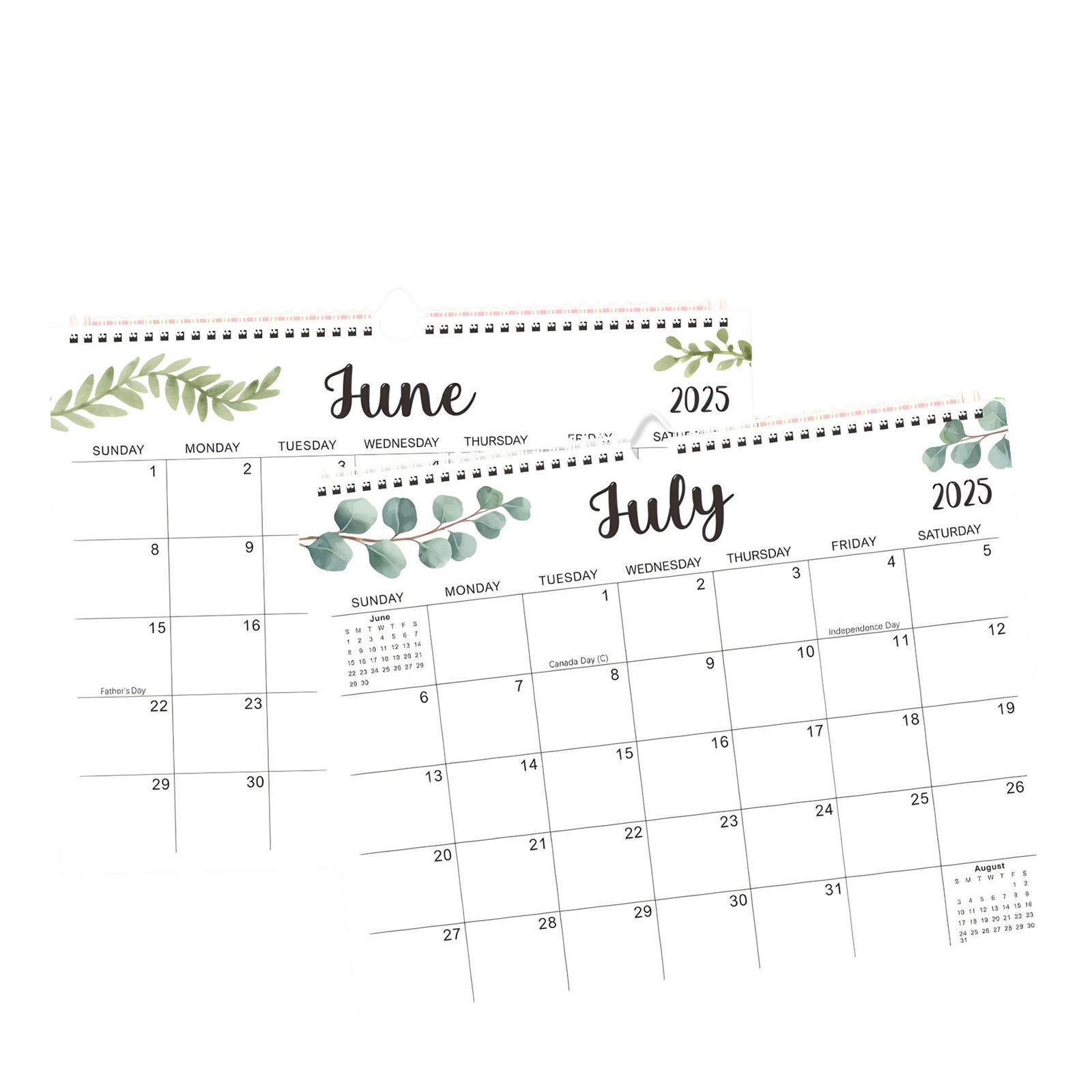 PYGNJK 2025 Wall Calendar, 14.76" x 11.42" Size Hanging Green Leaf